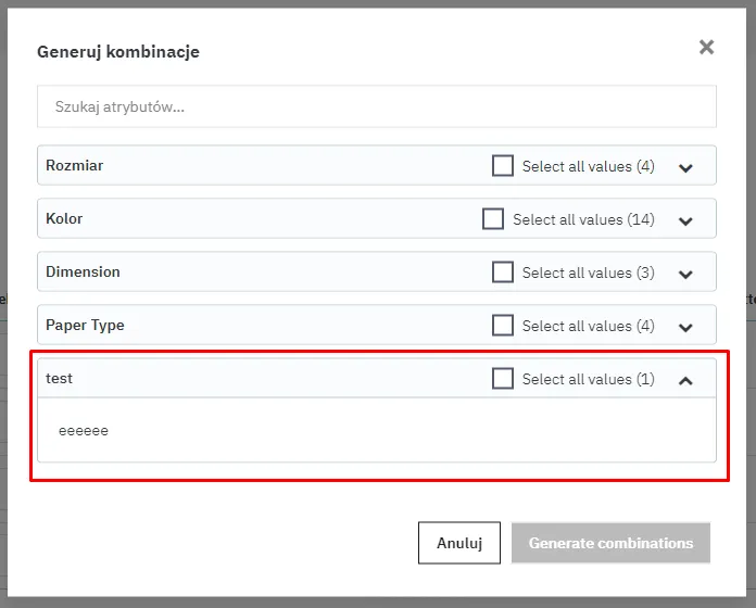 Kombinacje produktów 4