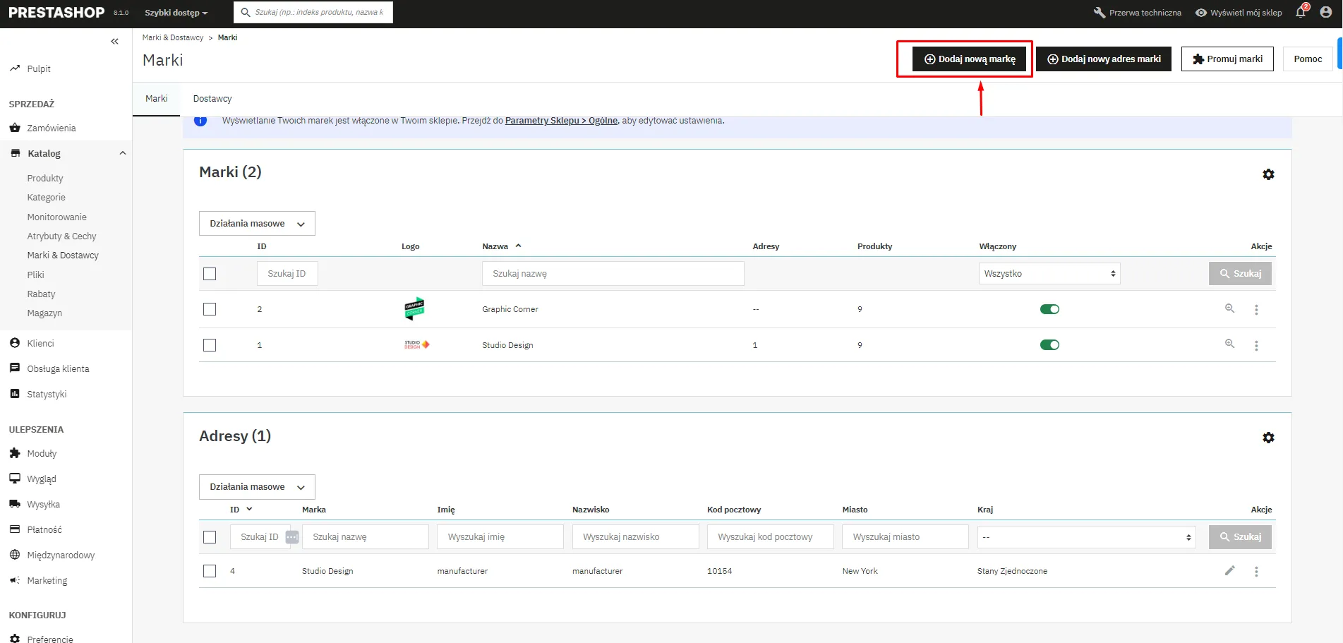 Dodawanie nowej marki