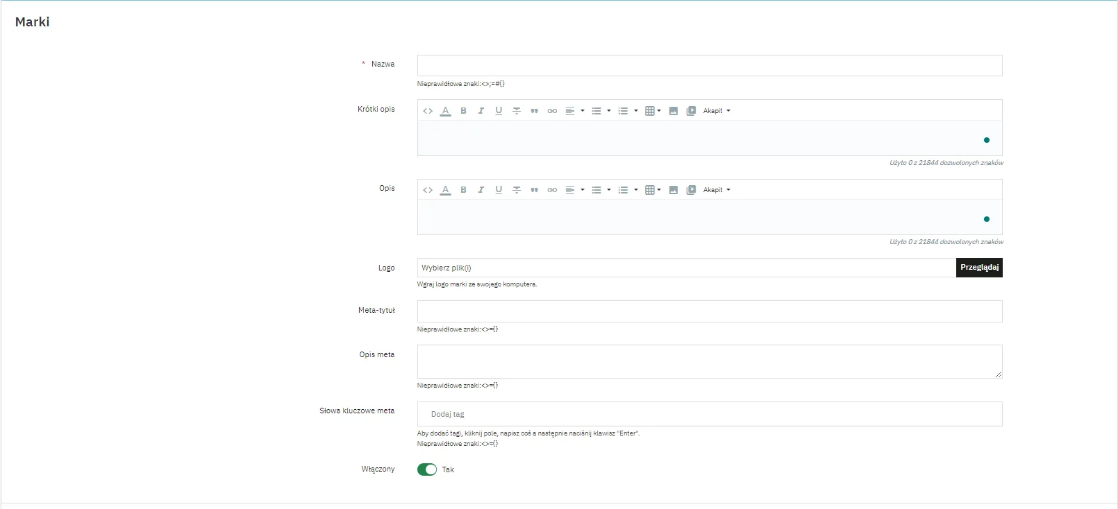 Formularz nowej marki