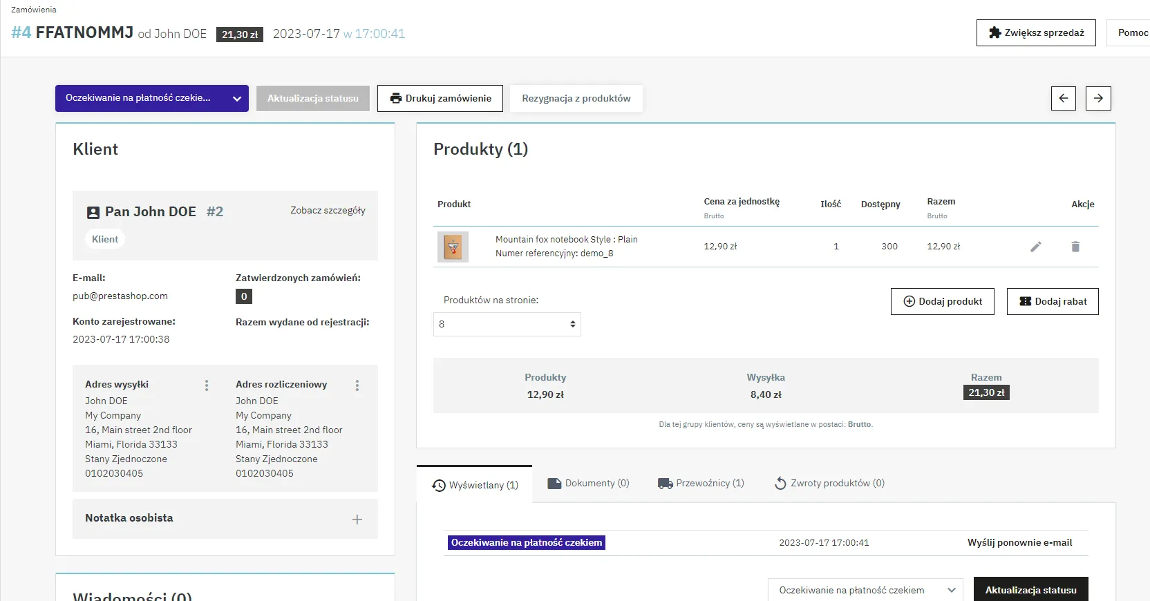 Szczegóły zamówienia 1