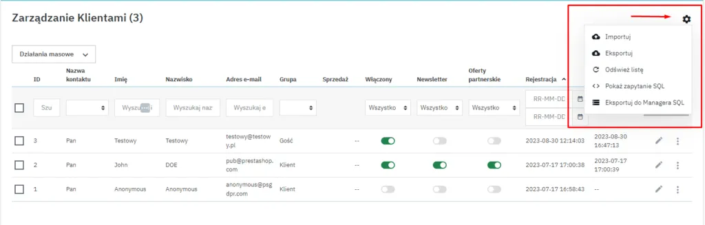 Eksport i Import Klientów
