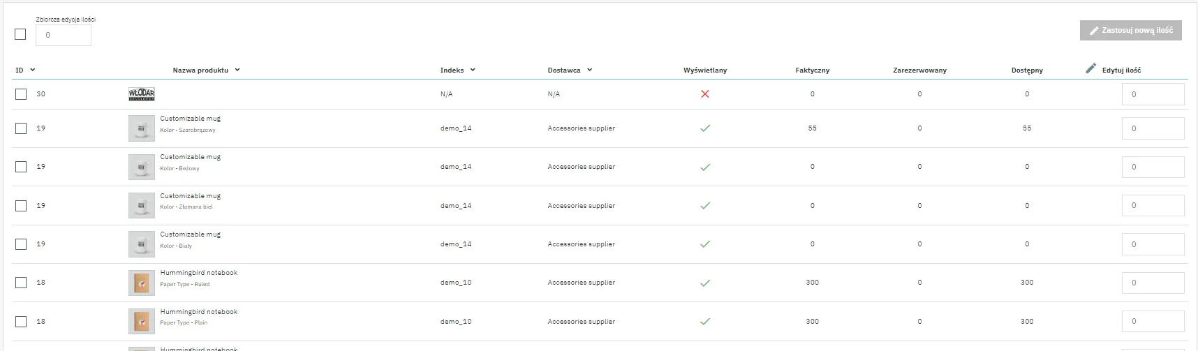 Tabela Stanu Magazynowego