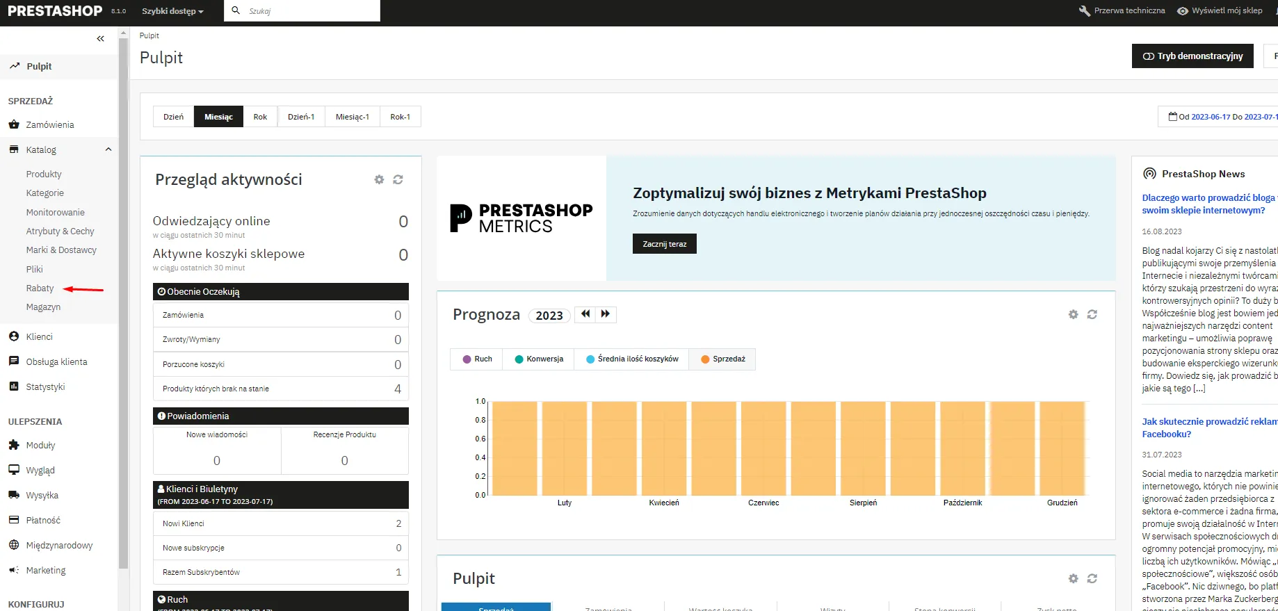 Logowanie do panelu PrestaShop