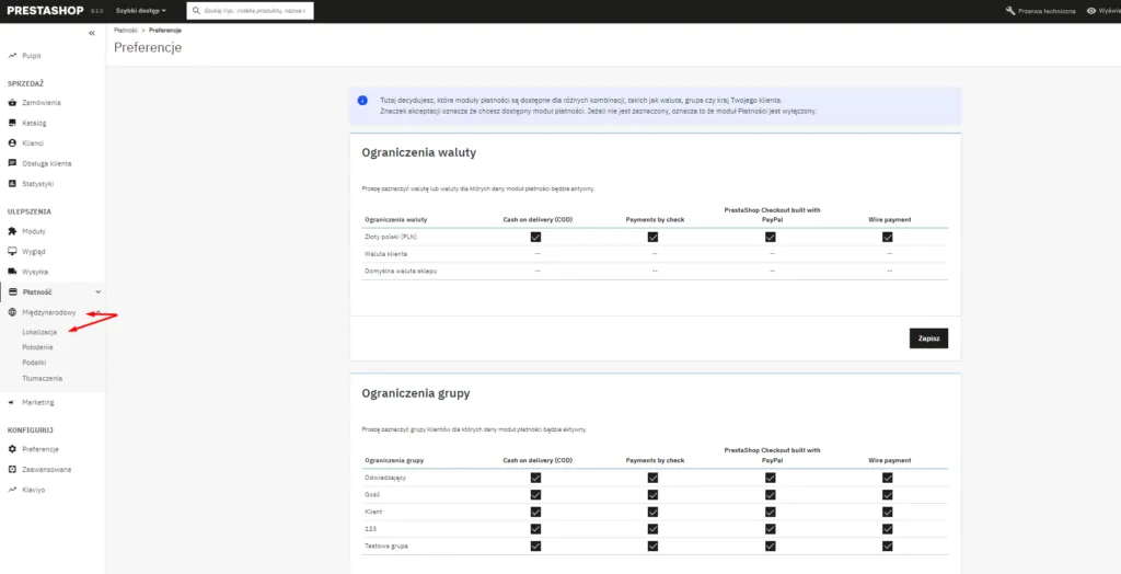 Import pakietu lokalizacyjnego
