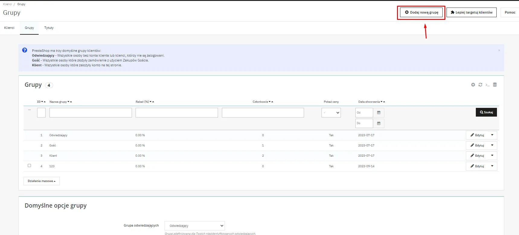 Dodawanie nowej grupy - formularz cz. 1