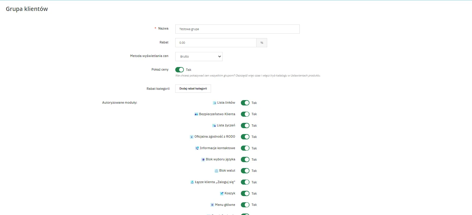 Szczegółowa edycja grupy