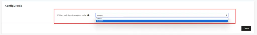 Wybór domyślnego motywu e-mail